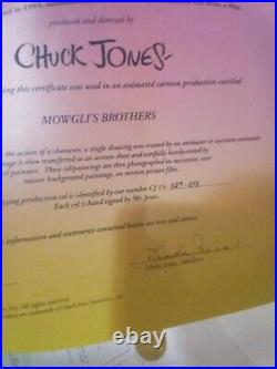 100% AUTHENTIC MOWGLI'S BROTHERS 1976 Chuck Jones Animation Film Cel SIGNED
