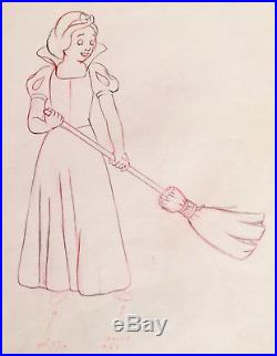 1937 Rare Disney Snow White Seven Dwarfs Broom Production Animation Drawing Cel