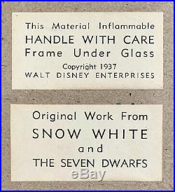 1937 Rare Disney Snow White Seven Dwarfs Courvoisier Production Animation Cel
