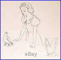 1937 Rare Disney Snow White Seven Dwarfs Doves Production Animation Drawing Cel