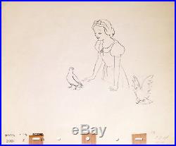 1937 Rare Disney Snow White Seven Dwarfs Doves Production Animation Drawing Cel