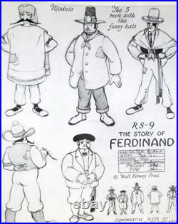 1938 FERDINAND BULL hat WALT DISNEY Original Production cel drawing MODEL SHEET