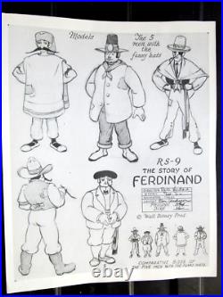 1938 FERDINAND BULL hat WALT DISNEY Original Production cel drawing MODEL SHEET