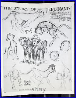 1938 FERDINAND THE BULL WALT DISNEY Original Production cel drawing MODEL SHEET