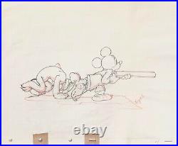1938 Rare Disney Mickey Mouse Pluto Original Production Animation Drawing Cel
