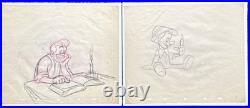 1940 Disney PINOCCHIO & GEPPETTO Original Production Drawings Matched Pair Art