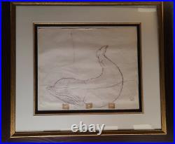 1940 Disney Pinocchio-Monstro Original Colored Production Drawing