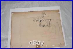 1940's RARE WALT DISNEY Pluto Cel Drawing from Original Production Disney Artist