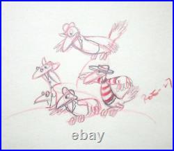 1941 DUMBO CROWS WALT DISNEY ORIGINAL PRODUCTION cel DRAWING circus hat african