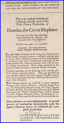 1941 Disney Dumbo Timothy Mouse Courvoisier Original Production Animation Cel