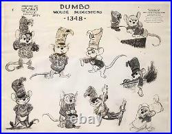 1941 Disney Dumbo Timothy Mouse Original Production Animation Model Sheet Cel