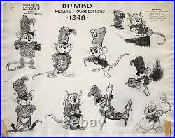 1941 Disney Dumbo Timothy Mouse Original Production Animation Model Sheet Cel