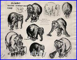 1941 Rare Walt Disney Dumbo Mother Original Production Animation Model Sheet Cel