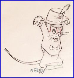 1941 Rare Walt Disney Dumbo Timothy Mouse Production Animation Drawing Cel
