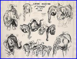 1941 Walt Disney Dumbo Elephant Original Production Animation Model Sheet Cel