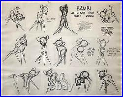 1942 Rare Walt Disney Bambi Original Production Animation Model Sheet Cel