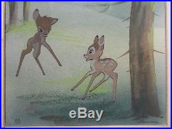 1942 Vintage Old Walt Disney Courvoisier Animation Production Cel Bambi & Faline