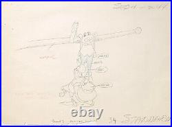 1949 Disney Mr Toad Rat Mole Wind In The Willows Original Animation Drawing Cel