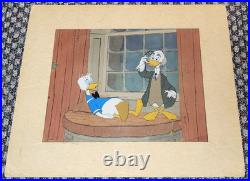 1950/60s VINTAGE DISNEY ART CORNER PRODUCTION CEL DONALD DUCK & PROF VON DRAKE
