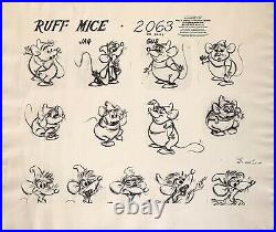 1950 Disney Cinderella Jaq Gus Original Production Animation Model Sheet Cel