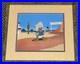 1950s LARGE DISNEY PRODUCTION CEL ON HAND PAINTED BACKGROUND DONALD DUCK COA