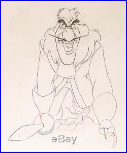 1953 Disney Peter Pan Captain Hook Original Production Animation Drawing Cel