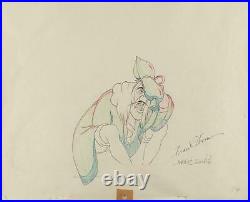 1953 Production Cel Drawing Peter Pan Captain Hook Signed Davis and Thomas