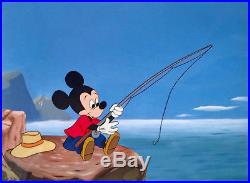 1953 Rare Walt Disney Mickey Mouse Fishing Rod Original Production Animation Cel