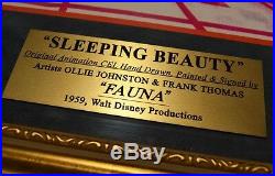 1959 DISNEY SLEEPING BEAUTY FAUNA ORIGINAL PRODUCTION CEL SIGNED by 2 Old Men
