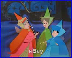 1959 Rare Disney Sleeping Beauty 3 Fairies Merryweather Original Production Cel