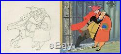 1959 Rare Disney Sleeping Beauty Prince King Original Production Drawing & Cel