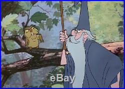 1963 Disney Sword In The Stone Merlin Archimedes Owl Original Production Cel