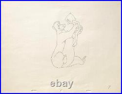 1967 Disney Jungle Book Baloo Mowgli Original Producton Ianimation Drawing Cel