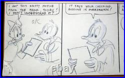 1980 DONALD + DAISY DUCK WALT DISNEY PRODUCTION cel COMIC STRIP ART DRAWING