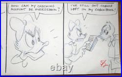 1980 DONALD + DAISY DUCK WALT DISNEY PRODUCTION cel COMIC STRIP ART DRAWING