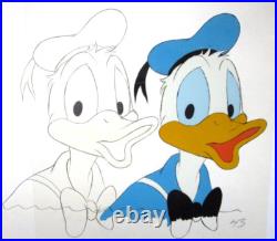 1980's DONALD DUCK WALT DISNEY ORIGINAL PRODUCTION CEL + DRAWING sailor hat