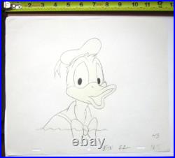 1980's DONALD DUCK WALT DISNEY ORIGINAL PRODUCTION CEL + DRAWING sailor hat