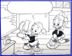 1980s UNCLE SCROOGE WALT DISNEY PRODUCTION cel COMIC STRIP ART DRAWING camping