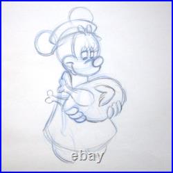 1983 MINNIE MOUSE MICKEY XMAS WALT DISNEY ORIGINAL PRODUCTION cel DRAWING chef
