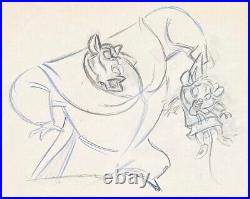 1986 Disney Great Mouse Detective Ratigan Olivia Original Animation Drawing Cel