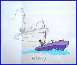 1987 DUCK TALES SCROOGE McDUCK boat fishing WALT DISNEY PRODUCTION CEL + DRAWING