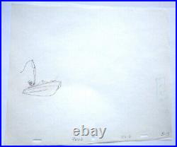 1987 DUCK TALES SCROOGE McDUCK boat fishing WALT DISNEY PRODUCTION CEL + DRAWING