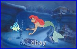 1989 Disney Ariel The Little Mermaid Flounder Original Production Animation Cel