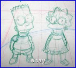 1990's SIMPSONS FOX Walt Disney ORIGINAL PRODUCTION cel DRAWING Bart