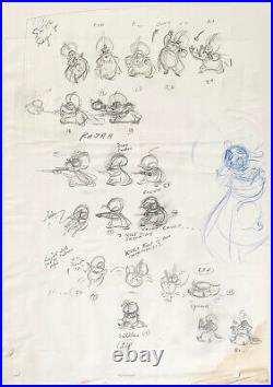 1992 Walt Disney Aladdin Sultan Original Production Animation Model Sheet Cel