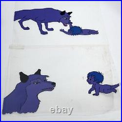 2 RARE WALT DISNEY Mowgli And Raksha Production Cels Art Animation