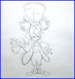 ALICE WONDERLAND MAD HATTER 1980s WALT DISNEY ORIGINAL PRODUCTION cel DRAWING