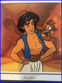 Aladdin & Abu Walt Disney Original Artist Animation Production Cel Art From Show