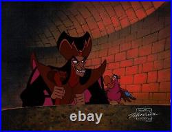 Aladdin Jafar Iago Disney TV Animation Cel and 2 Drawings Matted 1994 14 C-A