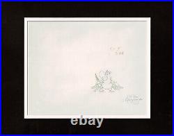 Aladdin Jafar Iago Disney TV Animation Cel and 2 Drawings Matted 1994 14 C-A